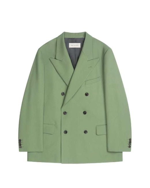 Dries Van Noten Green Oversized Wool Blazer for men