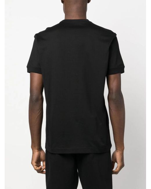 Kiton Black T-Shirt With Embroidery for men