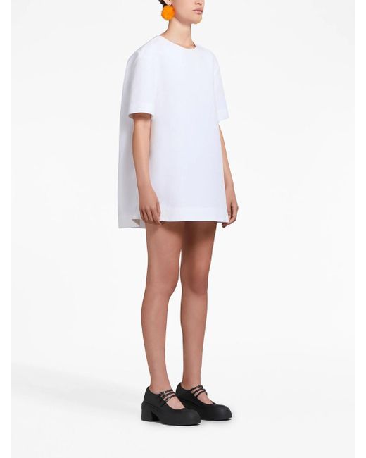 Marni White Short-Sleeve Cotton Minidress