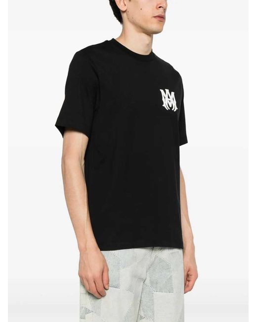 Amiri Black Monogram-Print T-Shirt for men
