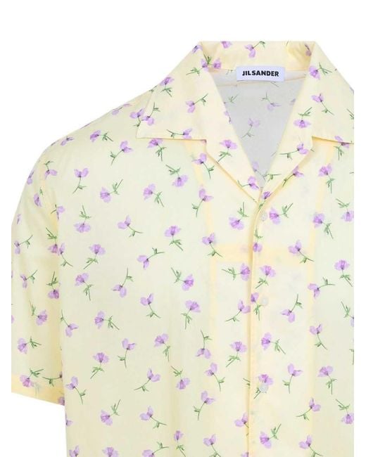 Jil Sander White Short-Sleeved Shirt With Floral Print for men