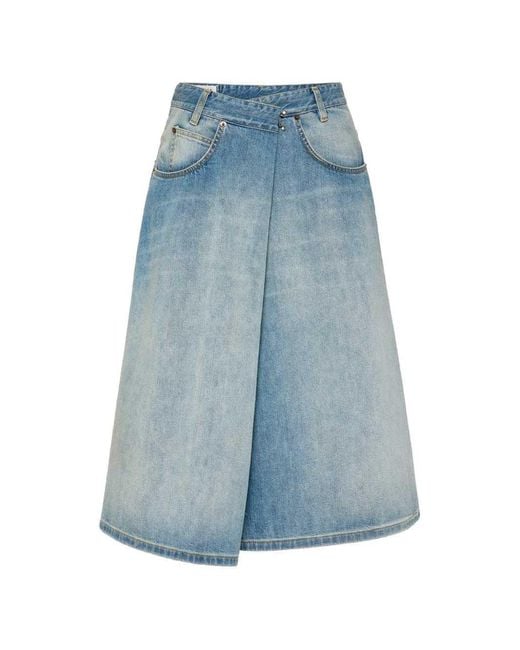 Maison Margiela Blue Wrap-Style Denim Skirt