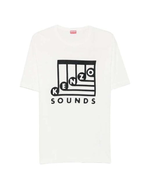 KENZO White Sounds T-Shirt With Embroidery for men