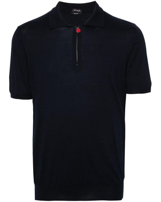 Kiton Black Fine Knit Polo Shirt for men