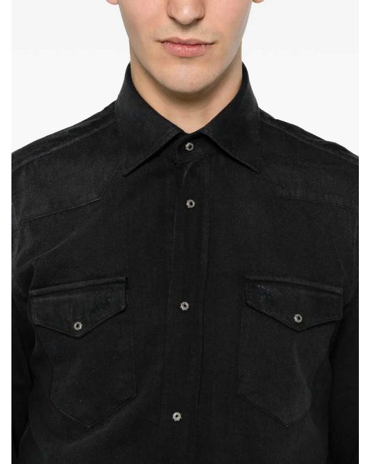 Sartorio Napoli Black Shirt With Buttons for men