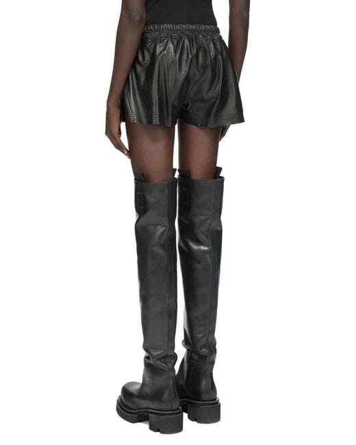 Rick Owens Black Leather Shorts