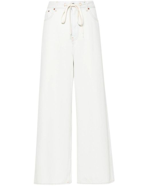 Jeans A Gamba Ampia Con Coulisse di MM6 by Maison Martin Margiela in White