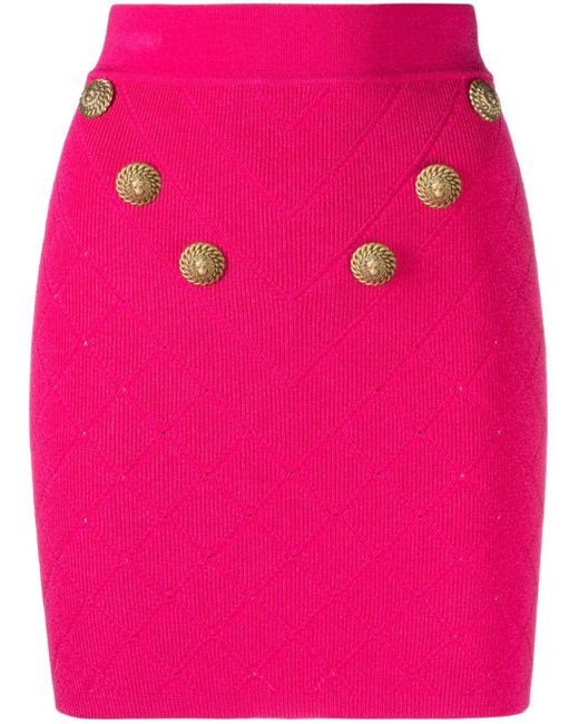 Balmain Pink Ribbed Mini Skirt