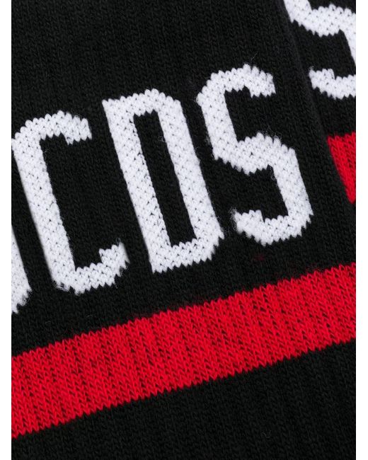 Gcds Black Ribbed Socks With Logo for men