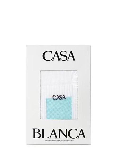 Casablancabrand White Ribbed Sports Socks
