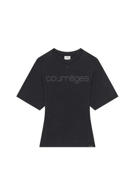 Courreges Blue Printed Logo T-Shirt