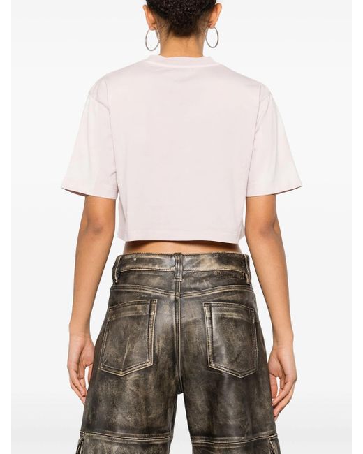Off-White c/o Virgil Abloh Pink Off- T-Shirt With Cropped Logo