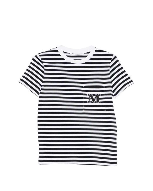 Max Mara Blue Striped T-Shirt With Applique