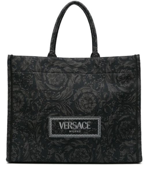 Versace Black Baroque Athena Tote Bag for men