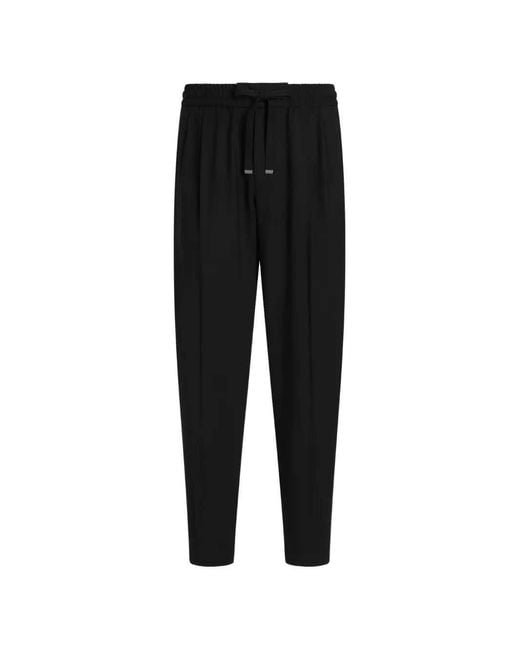 Dolce & Gabbana Black Dolce & Gabbana Wool Gabardine Jogging Trousers for men