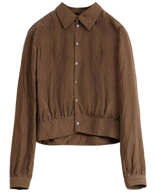 Lemaire Brown Blouse With Wrinkled Effect