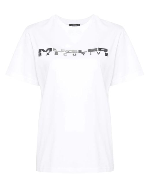 T-Shirt Executive Con Stampa di Mugler in White