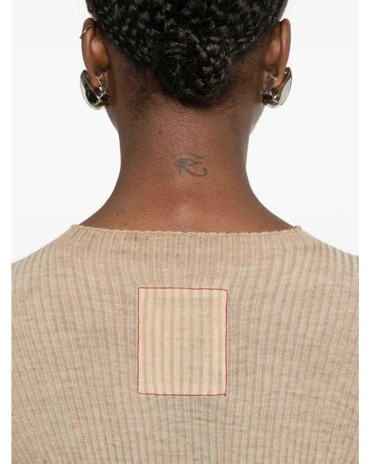 Uma Wang Natural Frayed Ribbed Blouse
