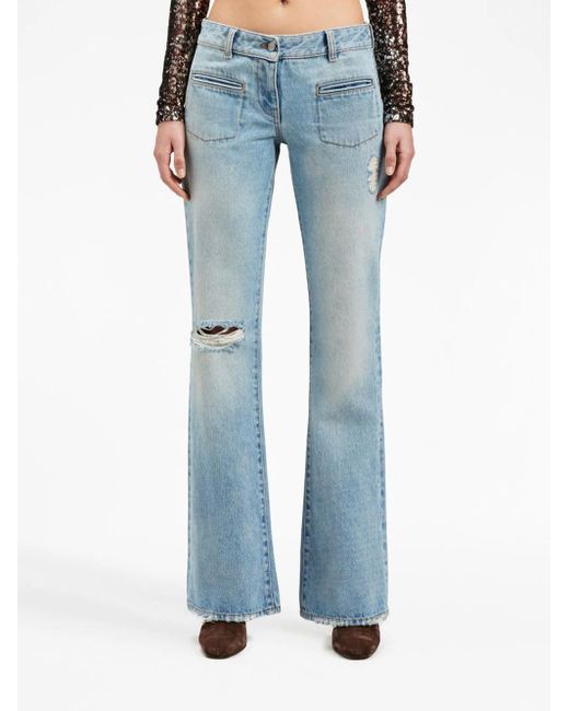 Palm Angels Blue Low-rise Bootcut Jeans