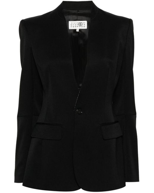 MM6 by Maison Martin Margiela Black Single-Breasted Blazer With Contrasting Stitching