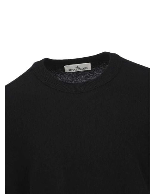 Stone Island Black Crew-Neck Sweatshirt With Logo Patch for men