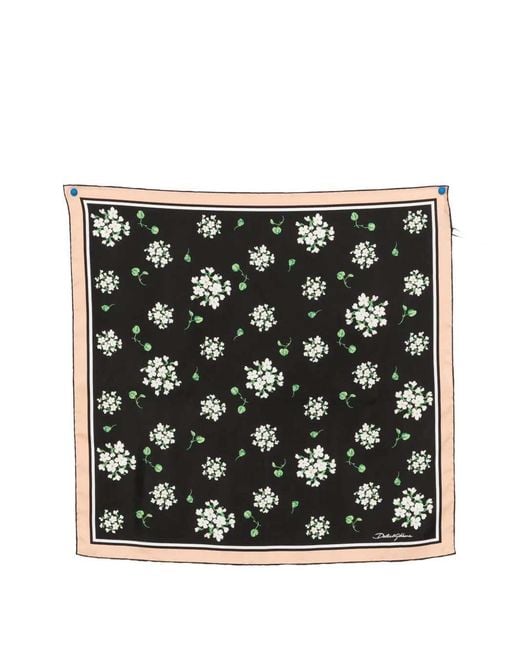 Dolce & Gabbana Black Floral Scarf