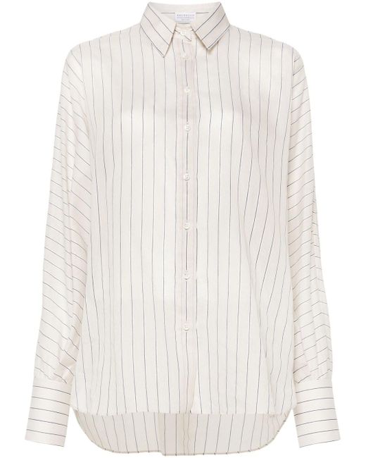 Brunello Cucinelli White Striped Shirt