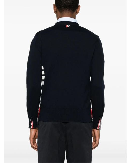 Thom Browne Blue V-Neck Cardigan for men