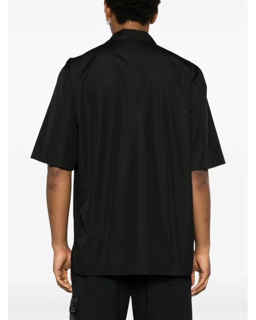 Camicia A Maniche Corte Con Stampa di Moschino in Black da Uomo