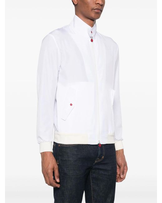 Kiton White Lightweight Jacket With Stand-Up Collar for men