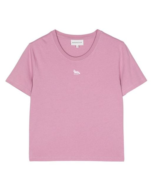 T-Shirt Con Applicazione Baby Fox di Maison Kitsuné in Pink