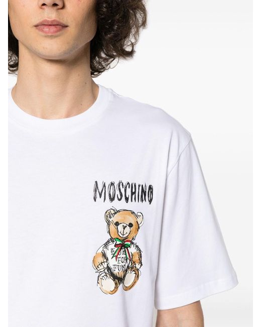 Moschino White Teddy Bear T-Shirt for men
