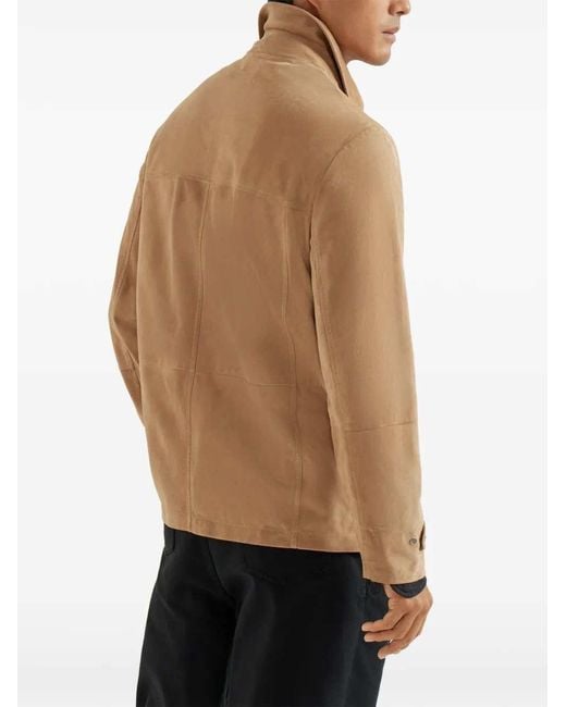 Brunello Cucinelli Brown Suede Jacket for men
