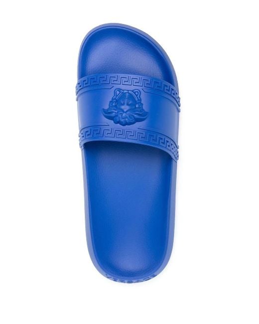 Versace Blue Medusa Head Slide Sandals for men