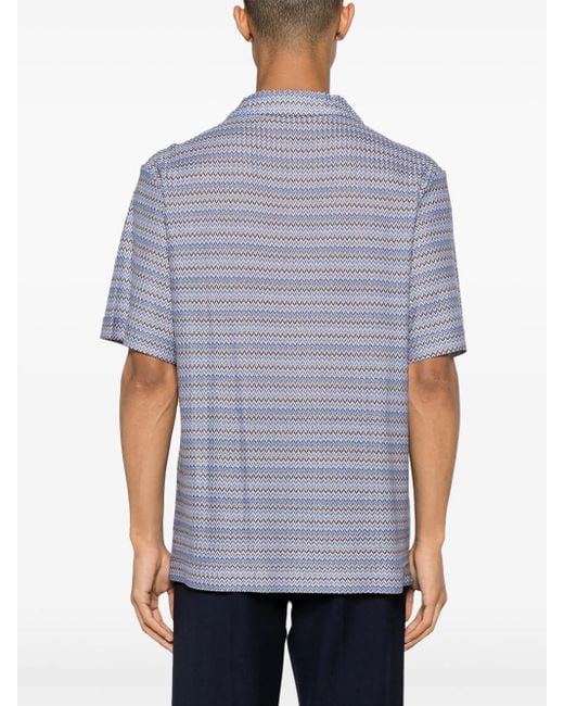Missoni Blue Shirt With Chevron Pattern for men