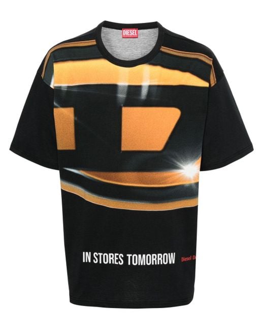 T-Shirt Con Stampa Logo di DIESEL in Black da Uomo