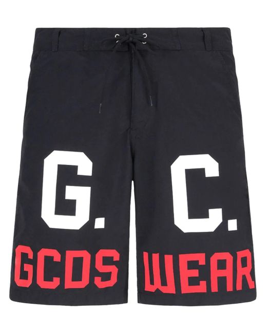Gcds Black Logo-print Drawstring Swim Shorts for men