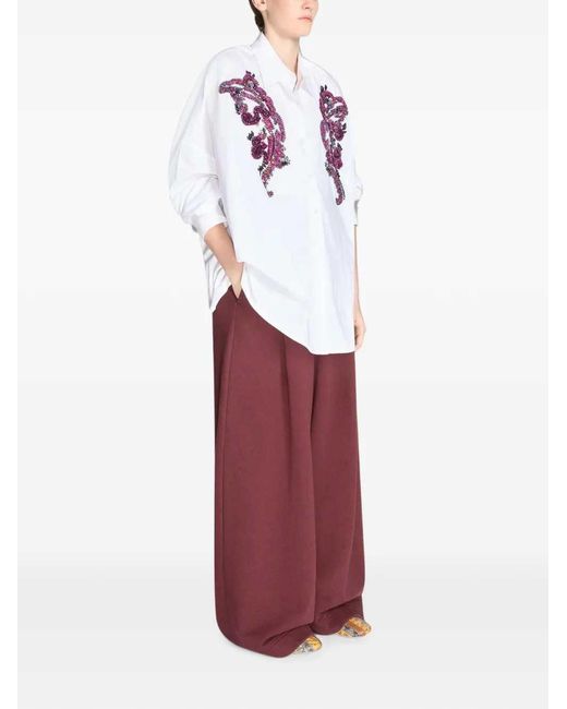 Dries Van Noten White Embroidered Cocoon Shirt