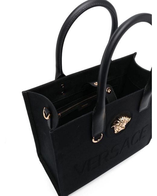 Versace Black La Medusa Canvas & Leather Tote