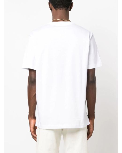 Versace White Logo-embroidered T-shirt for men