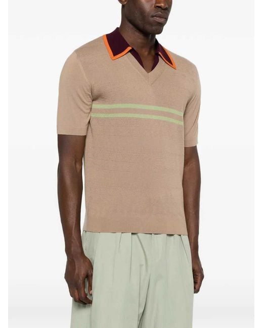 Dries Van Noten Brown Striped Polo for men