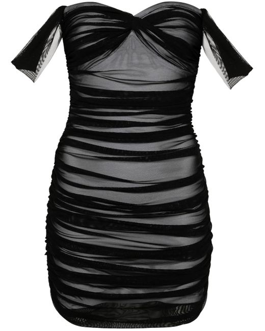 Norma Kamali Black Walter Short Dress With Ruffles