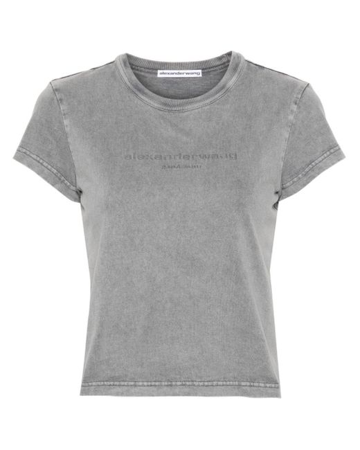 Alexander Wang Gray Cropped Embossed T-Shirt