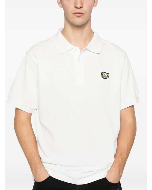 KENZO White Wild Tiger Cotton Polo Shirt for men