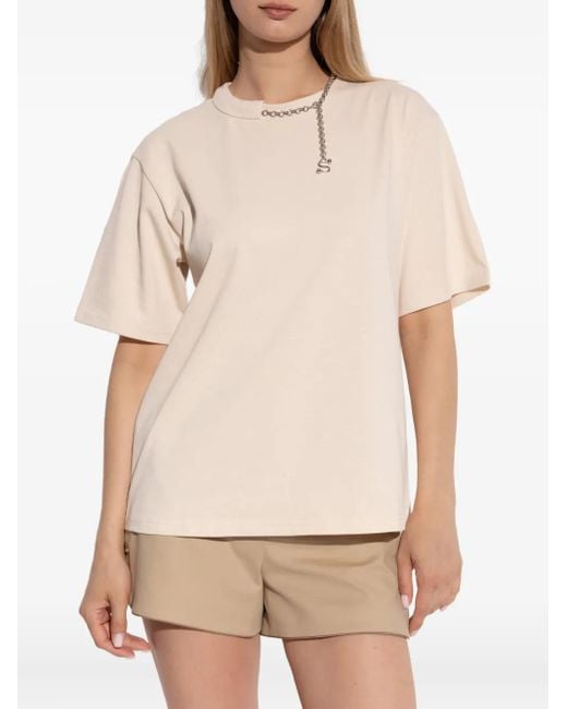 Sportmax Natural Chain-Embellished T-Shirt