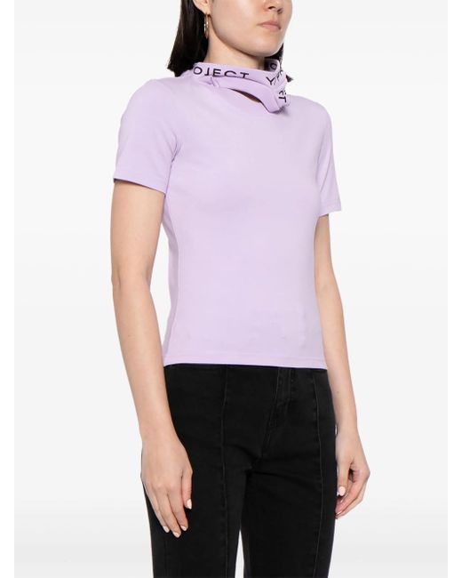 Y. Project Purple Jersey T-Shirt With Logo Print Collar