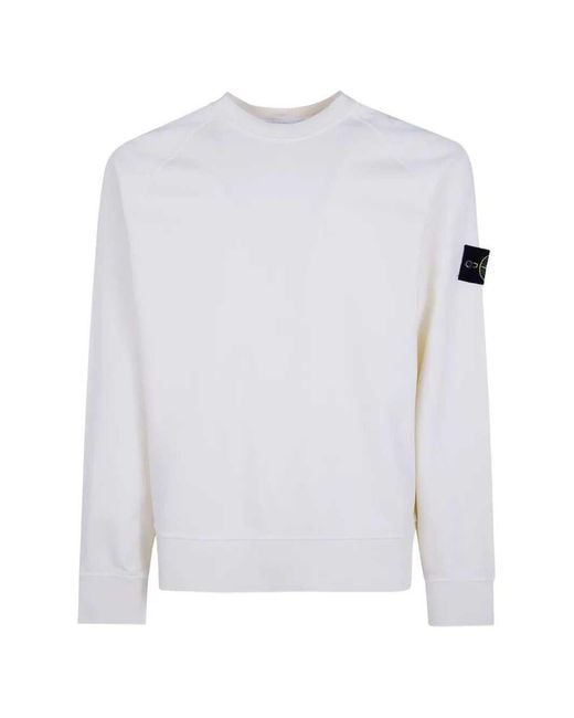 Stone Island White Raglan-Sleeve Sweatshirt for men