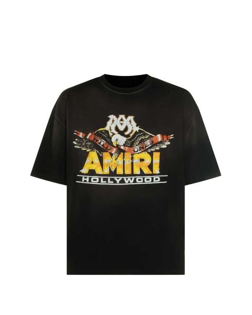 Amiri Black Oversized Massachusetts Eagle T-Shirt for men