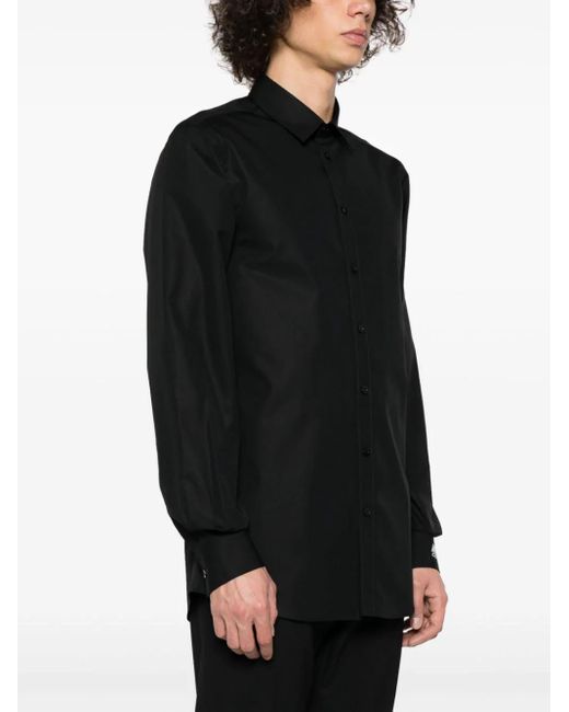 Moschino Black Shirt With Embroidery for men