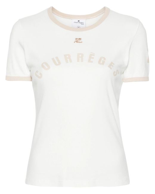 T-Shirt Con Bordo A Contrasto di Courreges in White